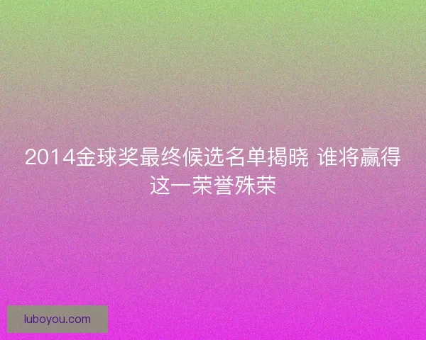 2014金球奖最终候选名单揭晓 谁将赢得这一荣誉殊荣