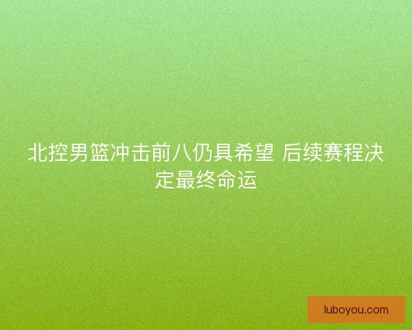北控男篮冲击前八仍具希望 后续赛程决定最终命运